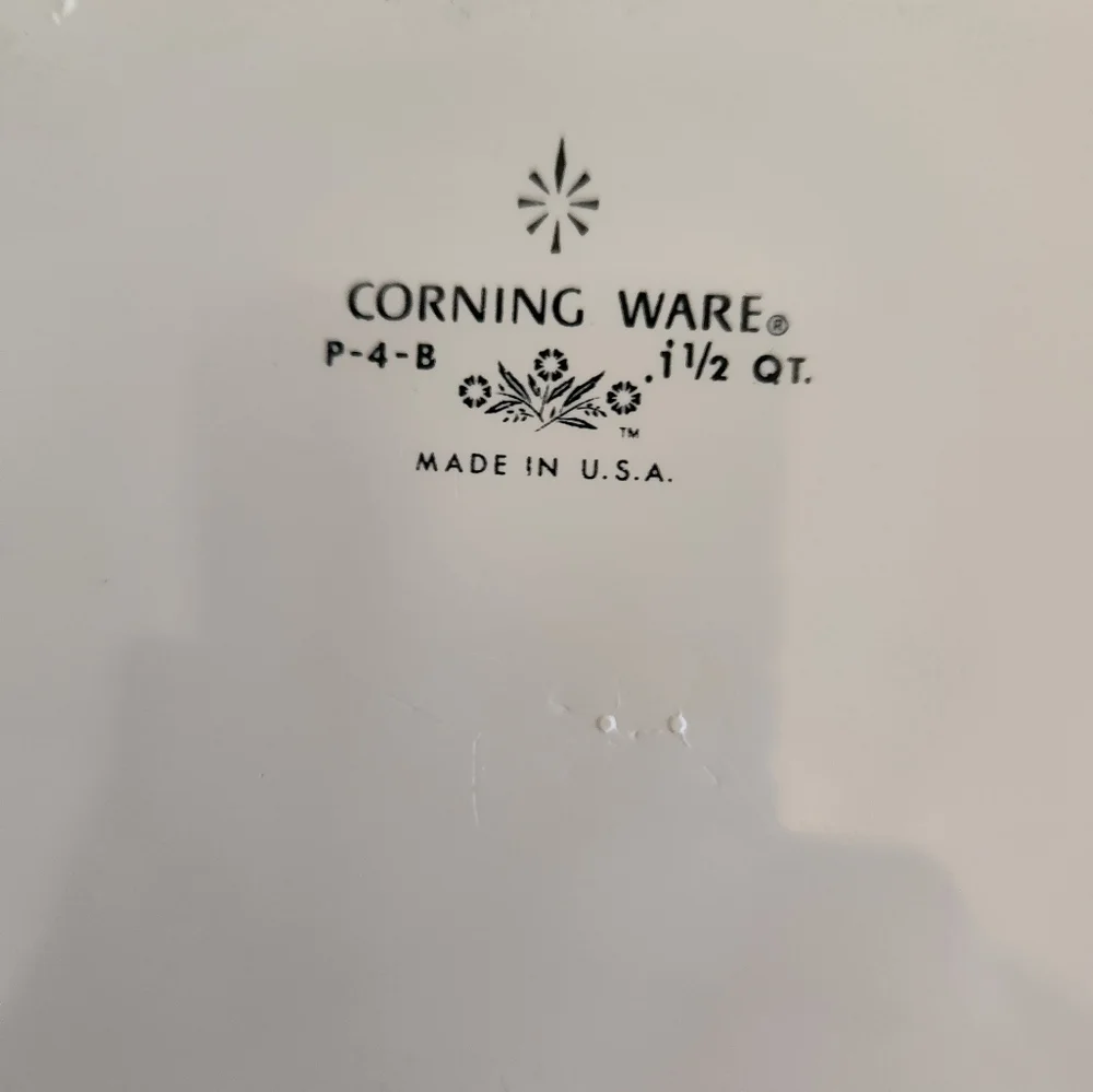 Vintage Corning Ware Blue Cornflower P-4-B 1 1/2 Quart Casserole Dish 1962-1971